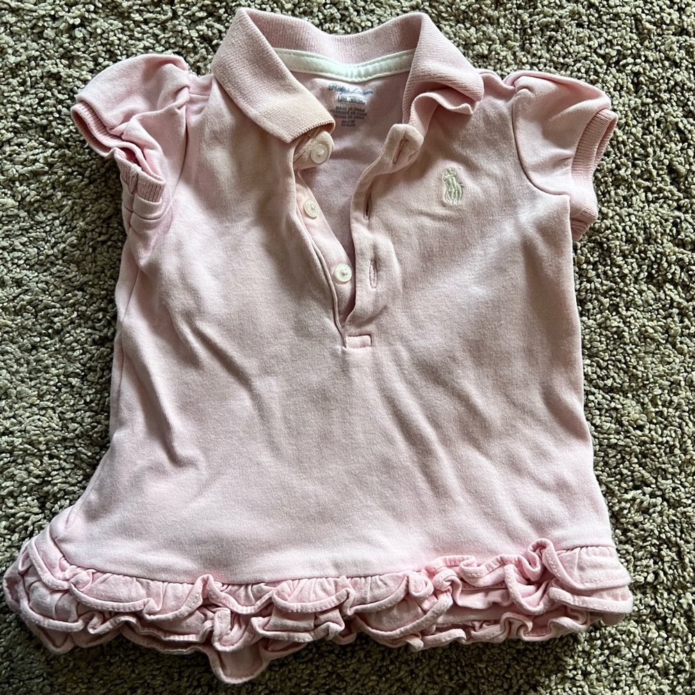 Pink Ralph Lauren Ruffled Baby Shirt 3M